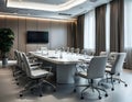 Modern Corporate Boardroom with Conference Table and Chairs Royalty Free Stock Photo