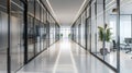 Modern Corporate Office Corridor with Glass Partitions. Generative ai Royalty Free Stock Photo