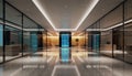 Modern Corporate Office Hallway with a Digital Data Column in the Center Royalty Free Stock Photo