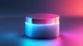 Modern Cosmetic Container Under Neon Lighting Royalty Free Stock Photo