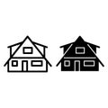 Modern cottage line and glyph icon. Small house vector illustration isolated on white. Rural lodge outline style design