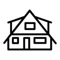 Modern cottage line icon. Small house vector illustration isolated on white. Rural lodge outline style design, designed