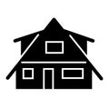 Modern cottage solid icon. Small house vector illustration isolated on white. Rural lodge glyph style design, designed