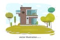 Modern Countryside Cottage Vector Illustration Royalty Free Stock Photo