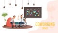 Modern Coworking Space Flat Vector Promo Banner