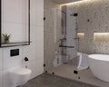 Modern cozy bathroom with marmer stone