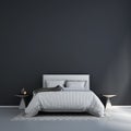 The modern cozy bedroom interior design for work from home and social distacing and black wall background