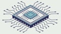 Modern CPU Processor Chip with Circuit Lines Vector, vector design Generative AI Royalty Free Stock Photo