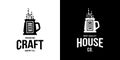 Modern craft beer drink isolated vector logo sign for bar, pub, store, brewhouse or brewery. Royalty Free Stock Photo