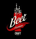 Modern craft beer drink vector logo sign for bar, pub or brewery, isolated on dark background.