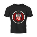 Modern craft beer drink vector logo sign for bar, pub, brewhouse or brewery isolated on black t-shirt mock up. Royalty Free Stock Photo