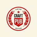 Modern craft beer drink vector logo sign for bar, pub, brewhouse or brewery isolated on light background.