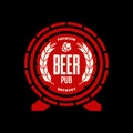 Modern craft beer drink vector logo sign for bar, pub, store, brewhouse or brewery isolated on black background.