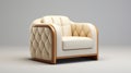 Modern Cream Armchair With Soft Armrests And Flannel Frame