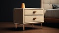 Modern Cream Nightstand With Soft Armrests And Tweed Frame