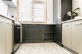 Modern creamy white kitchen clean interior design Royalty Free Stock Photo