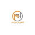Modern, Creatice MH logo monogram. Typographic icon with letter M and letter H