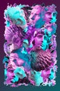 Modern creative background with ancient statue head and sea shells. Collage with sculpture of human face and seashells