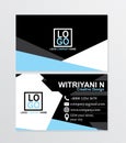 Modern Creative and Clean Business Card Template in Blue and Black Colors with Logo. Flat Style Vector Illustration Royalty Free Stock Photo