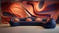 Modern and Creative 3D Abstraction Wallpaper behind the luxuary sofa room