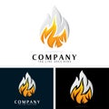 Modern creative fox tail logo design, fire and tail fox logo concept in previews black and white Royalty Free Stock Photo