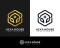 Modern Creative Hexa House Golden Shape Logo Design Vector Illustration template