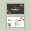 Modern and creative horizontal business and name cards in black and orange color. Simple, clean template with a flat vector design Royalty Free Stock Photo