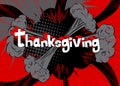 Modern creative pop art vibrant comic book style Thanksgiving text. Royalty Free Stock Photo