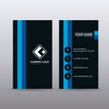 Modern Creative vertical Clean Business Card Template with blue Black color . Fully editable Royalty Free Stock Photo