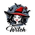 Modern creative witch logo. Halloween.