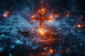 Modern Cross in Digital World - Computer Generated Illustration