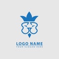 Modern crowned lion head monogram logo and icon vector template design