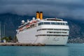 Modern Cruise ship anchored in the port of Kalamata city, Messenia, Greece Royalty Free Stock Photo