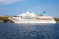 Modern cruise ship carrying tourists at the port of Havana Royalty Free Stock Photo