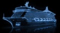 Modern Cruise Ship in Glowing Wireframe