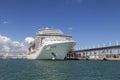 Modern cruise ship in Port Vell Barcelona, Spain Royalty Free Stock Photo