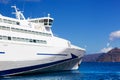 Modern cruise ship sailing on Aegean sea, Santorini Greece Royalty Free Stock Photo