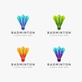 Modern crystal diamond Shuttlecock badminton logo icon vector Royalty Free Stock Photo