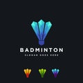 Modern crystal diamond Shuttlecock badminton logo icon vector