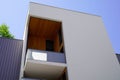 Modern cubic building with window window balcony in geometric square architecture Royalty Free Stock Photo