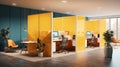 A modern cubicle design photo realistic illustration - Generative AI.