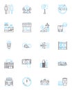 Modern culture linear icons set. Technology, Diversity, Social media, Individualism, Globalization, Consumerism Royalty Free Stock Photo