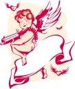 Modern cupid with banner