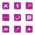 Modern cure icons set, grunge style