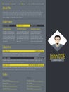 Modern curriculum vitae resume with dark background Royalty Free Stock Photo