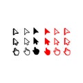 Cursor Arrow and Hand Pointer Icon Set Royalty Free Stock Photo