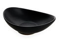 Modern curve bowl, Empty black bowl in oval shape isolated on white background with clipping path, Side view