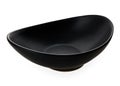 Modern curve bowl, Empty black bowl in oval shape isolated on white background with clipping path, Side view