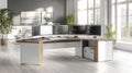 Modern Office Workspace with Multiple Monitors Royalty Free Stock Photo