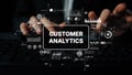 Modern Customer Analytics Process with Data Visualization and Digital Interface Concept in Business Setting. Asymptotic Royalty Free Stock Photo